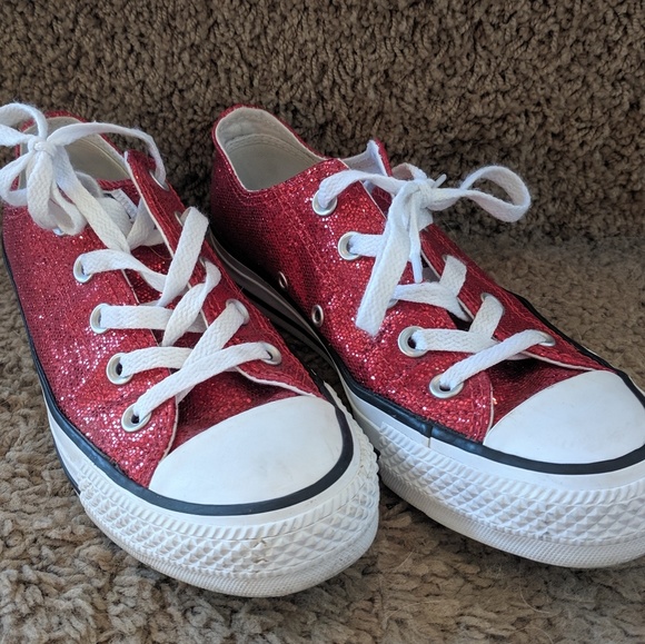 red sparkly converse